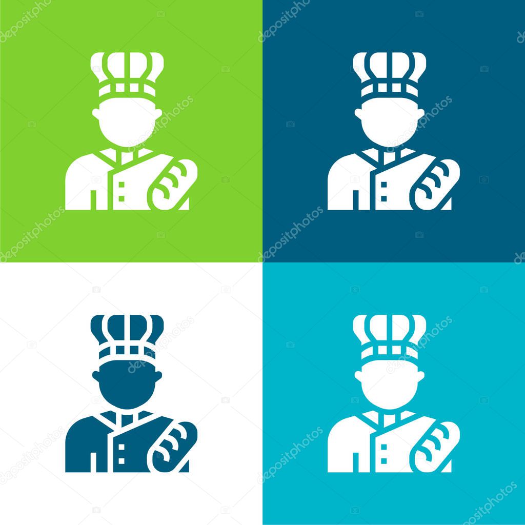 Baker Flat four color minimal icon set