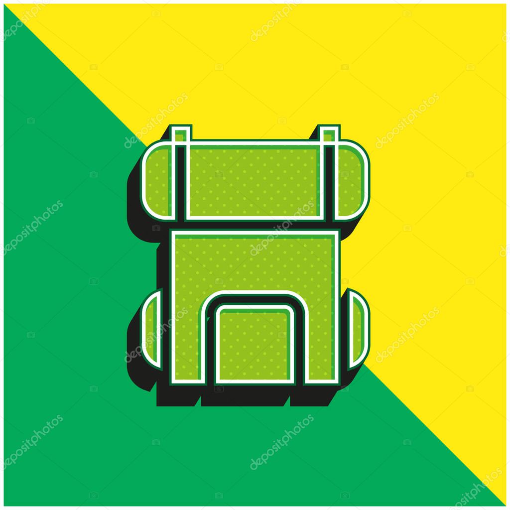 Backpack Green and yellow modern 3d vector icon logo