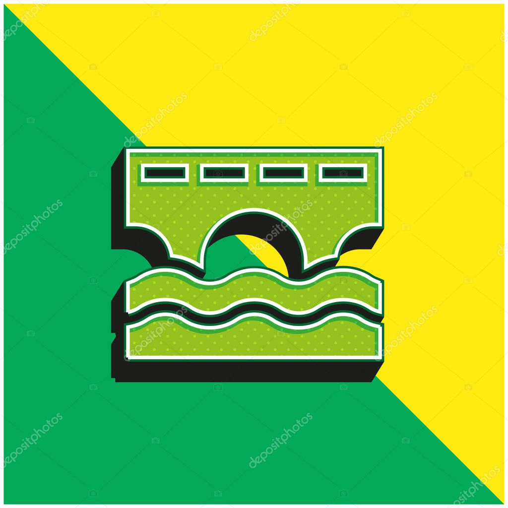 Bridge Green and yellow modern 3d vector icon logo