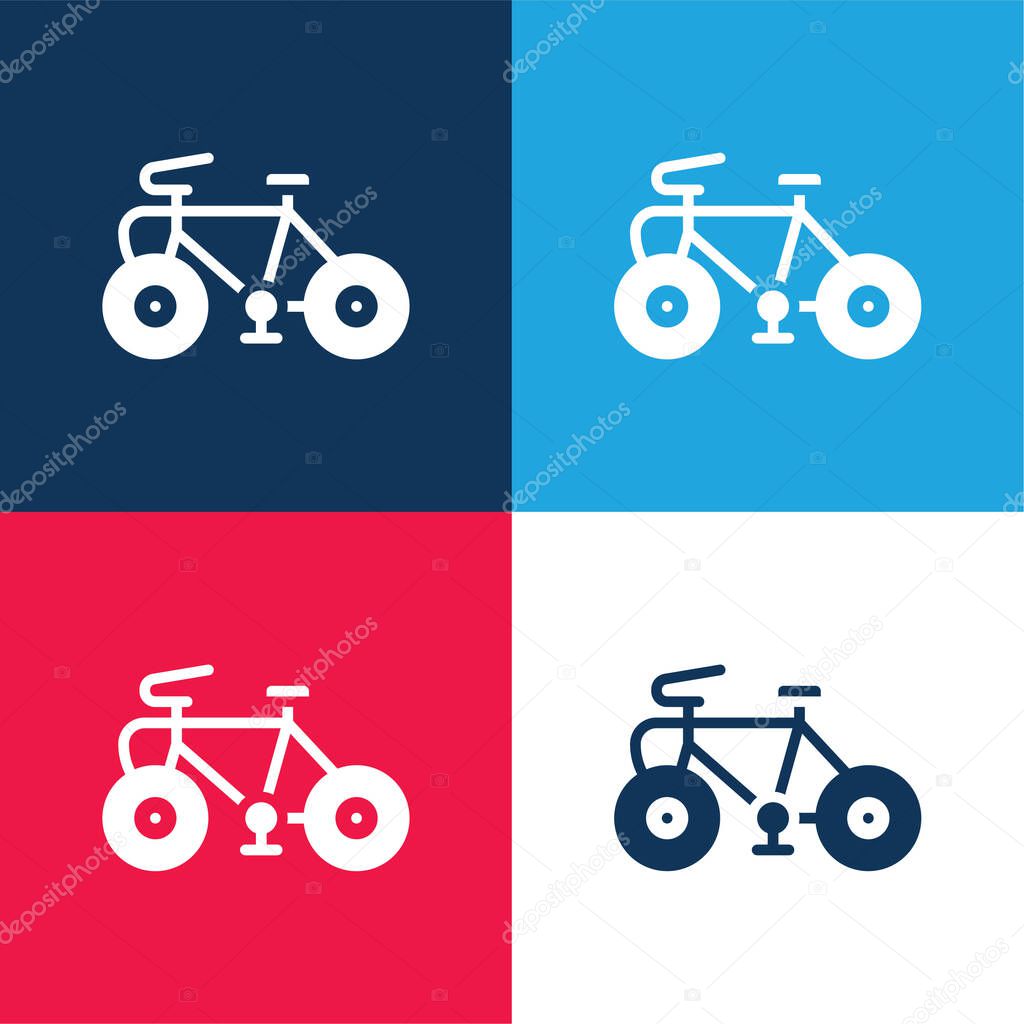 Bicycle blue and red four color minimal icon set