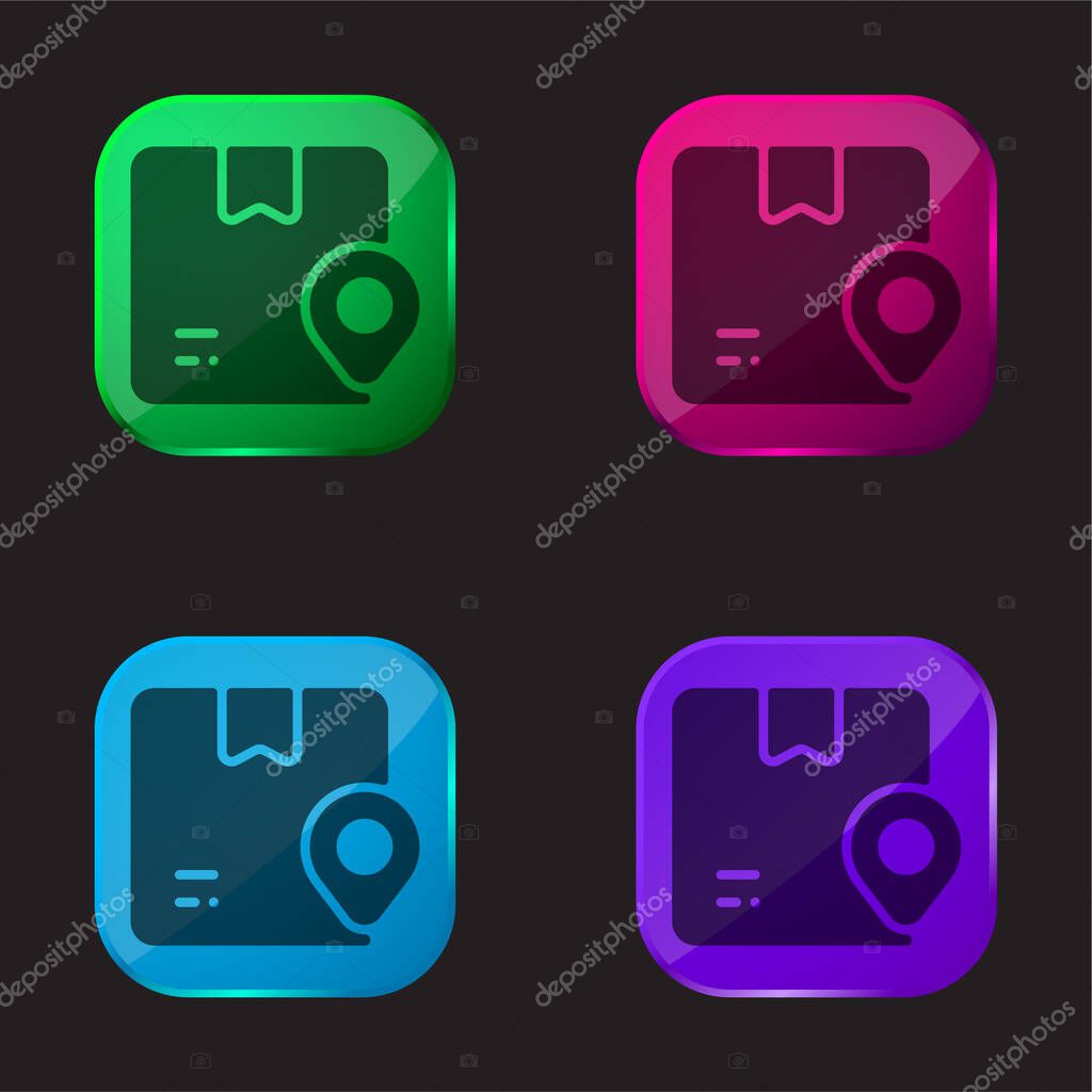 Box four color glass button icon