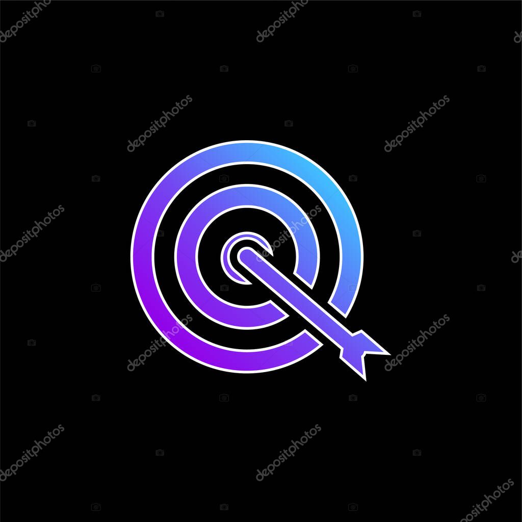 Arrow Shoot On Target Center blue gradient vector icon