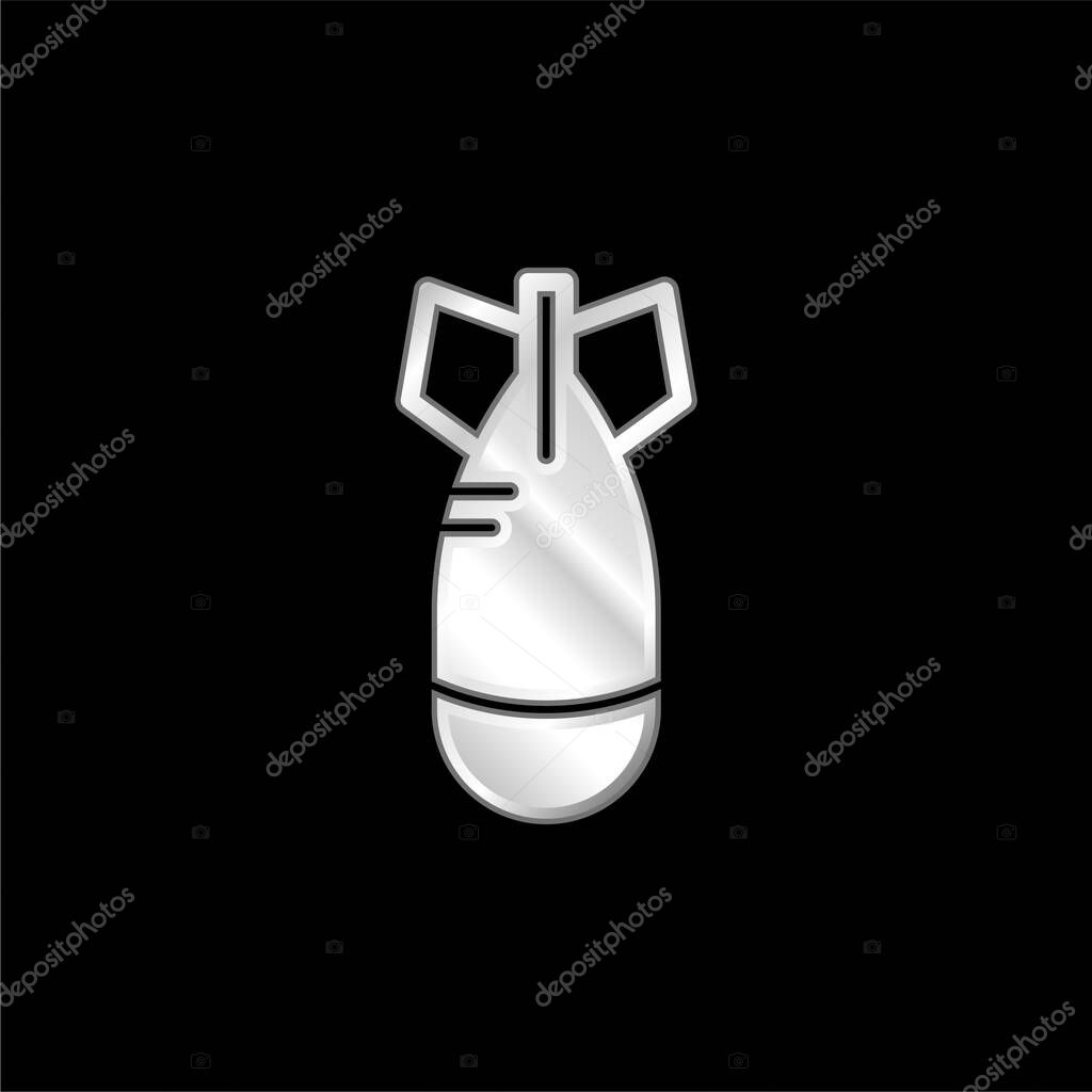 Bomb silver plated metallic icon