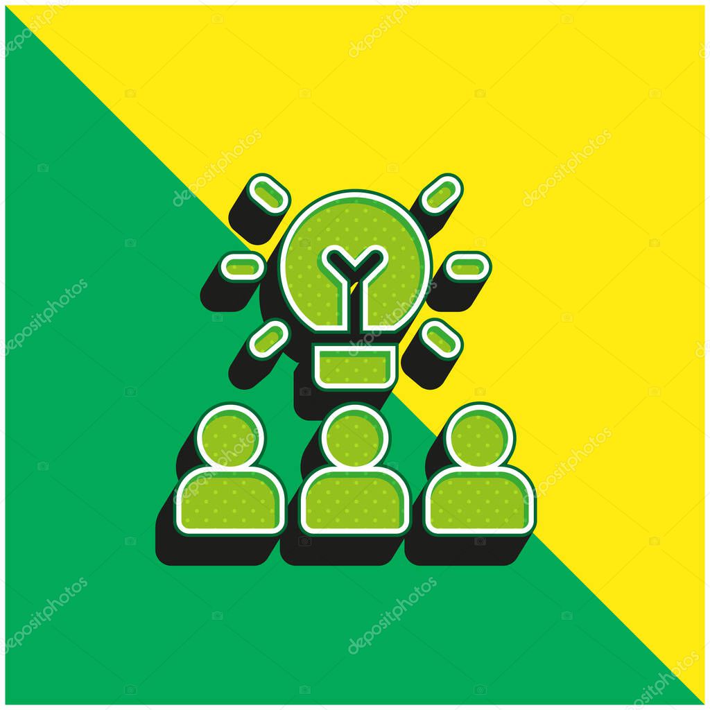 Brainstorming Green and yellow modern 3d vector icon logo