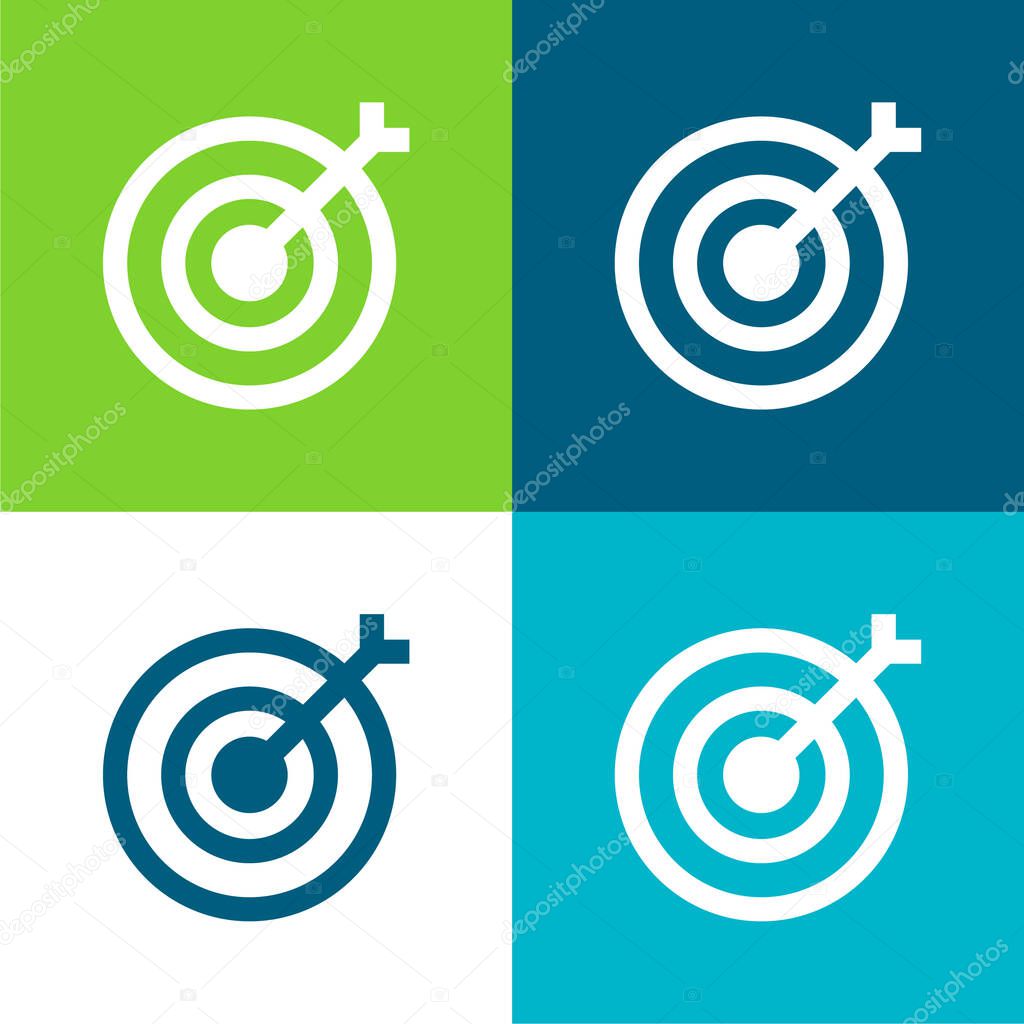 Archery Flat four color minimal icon set