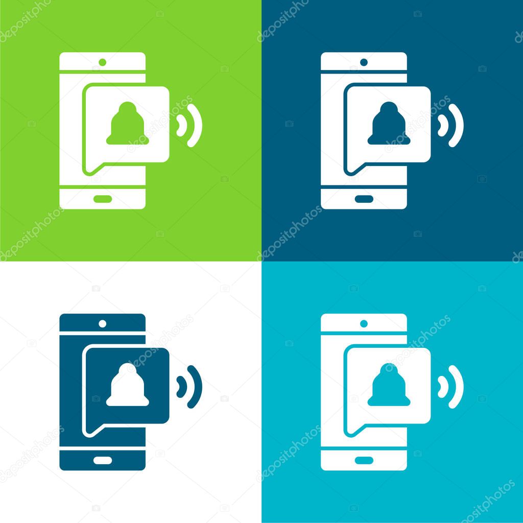 Alarm Bell Flat four color minimal icon set