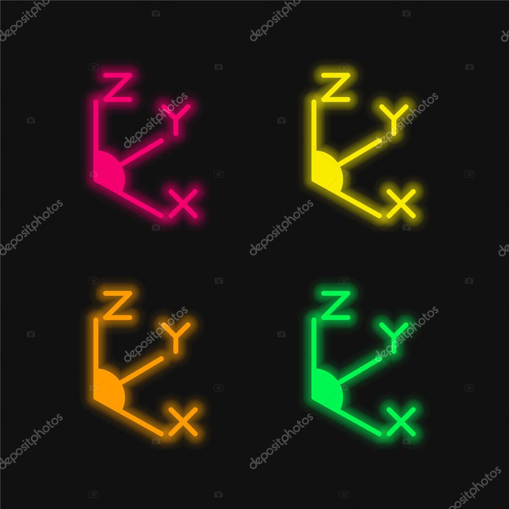 Axis four color glowing neon vector icon