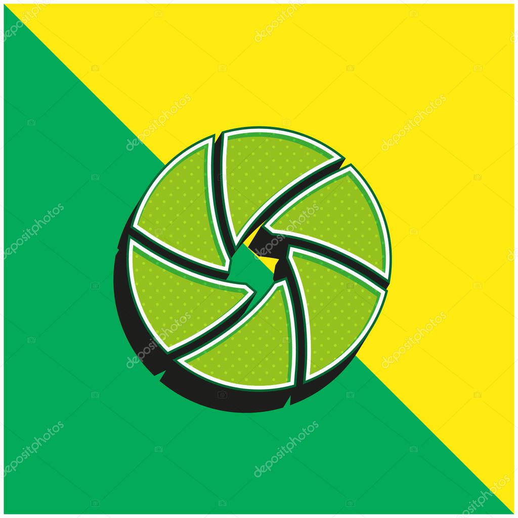 Aperture Green and yellow modern 3d vector icon logo