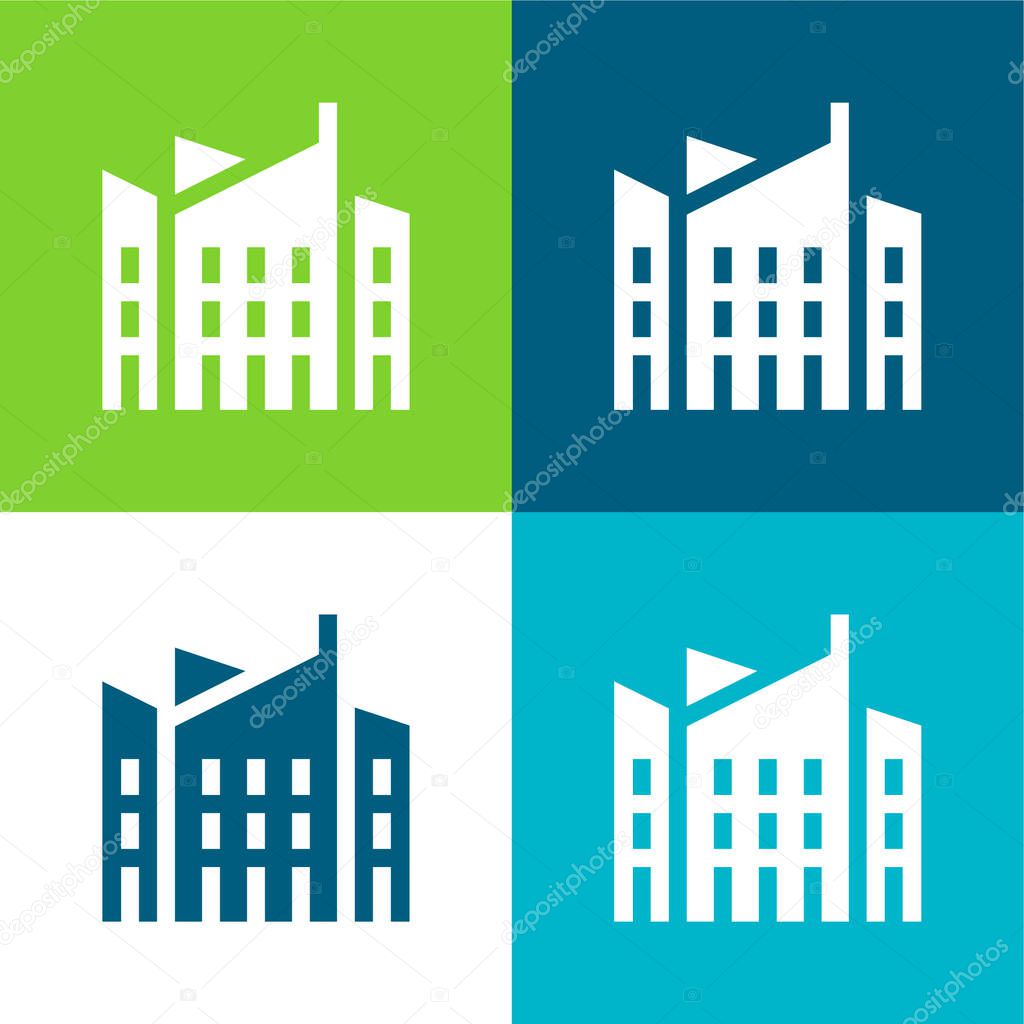Architecture Flat four color minimal icon set