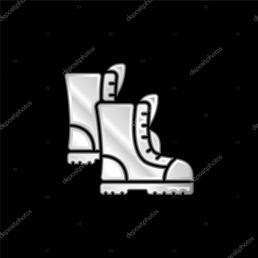 Boots silver plated metallic icon