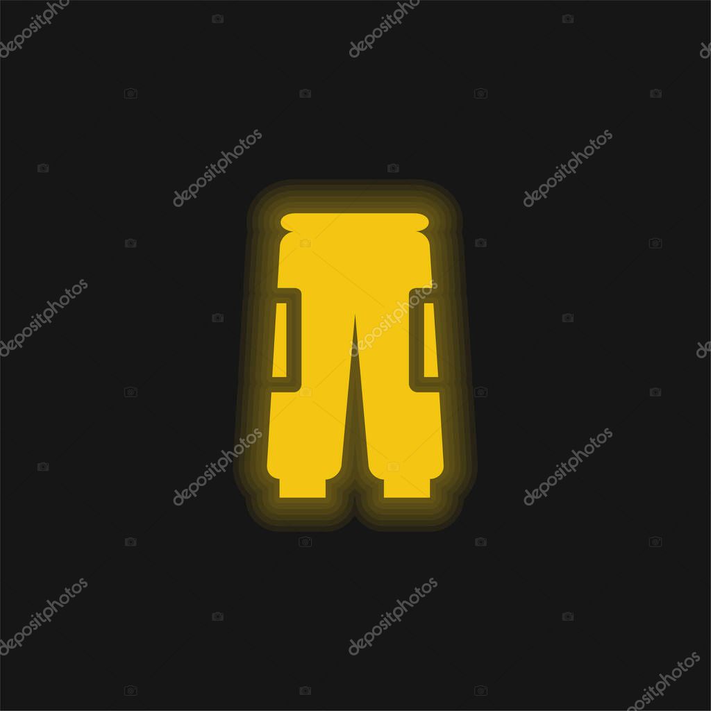 Bag Pants yellow glowing neon icon
