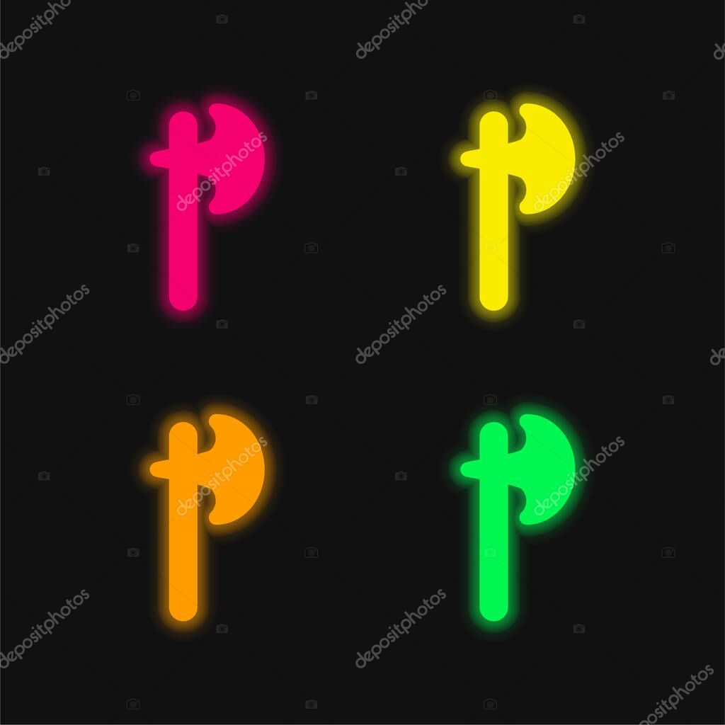 Ax four color glowing neon vector icon