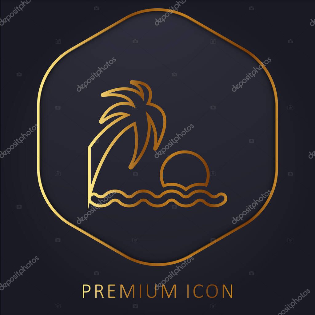 Beach Sunset golden line premium logo or icon