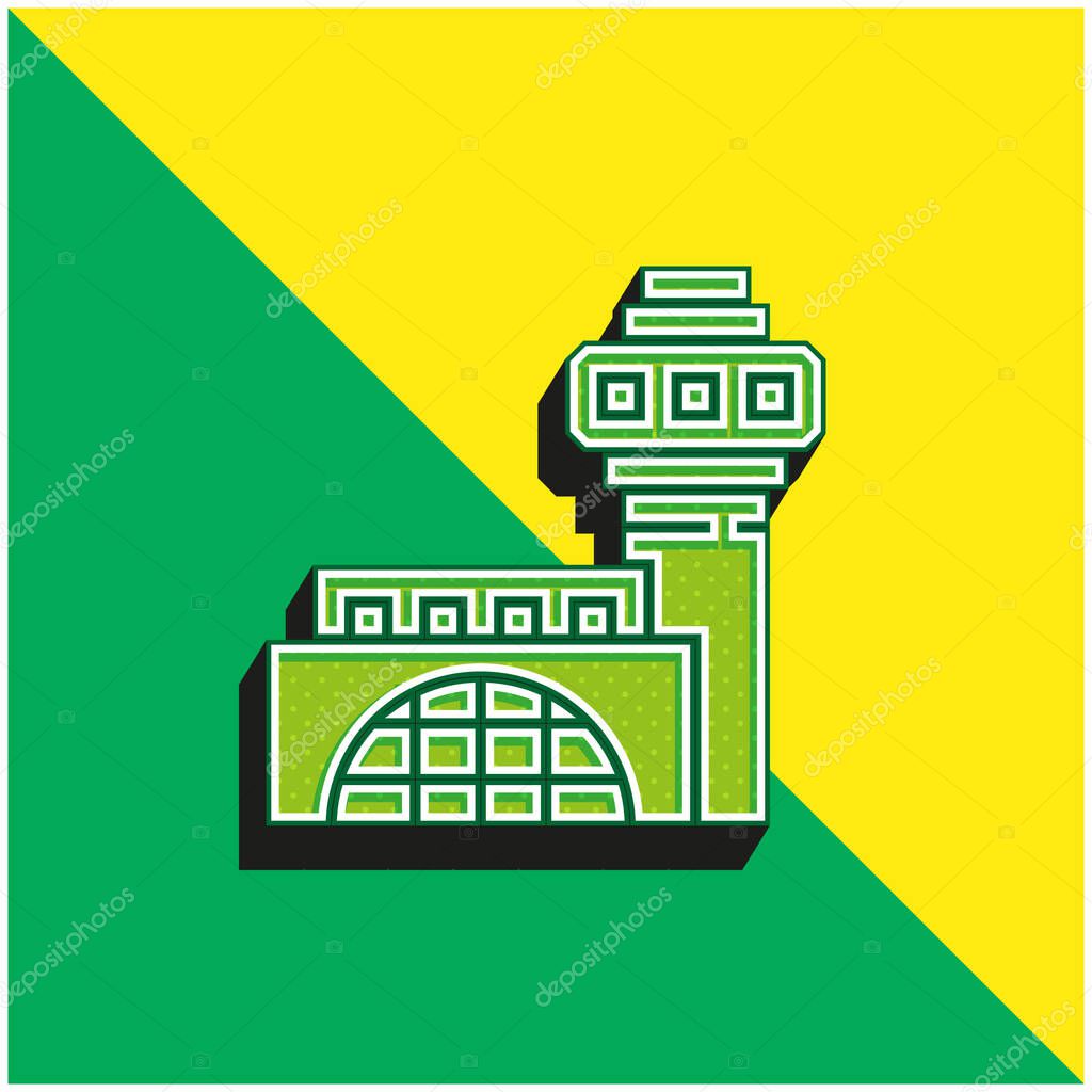 Airport Green and yellow modern 3d vector icon logo