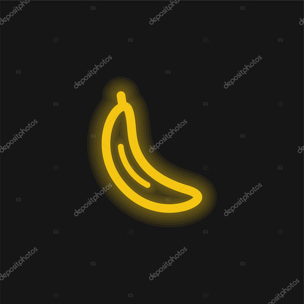 Banana yellow glowing neon icon