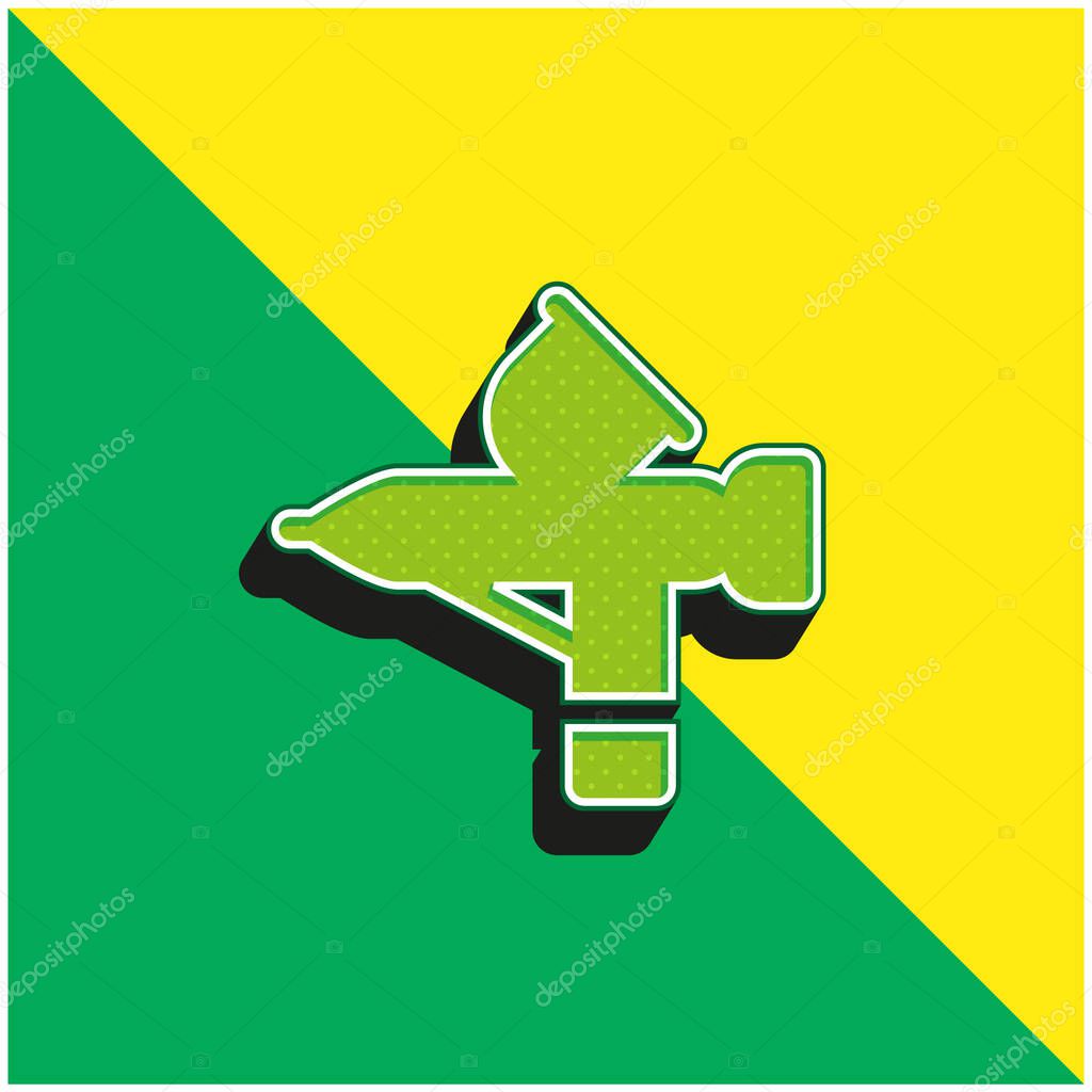 Airbrush Green and yellow modern 3d vector icon logo