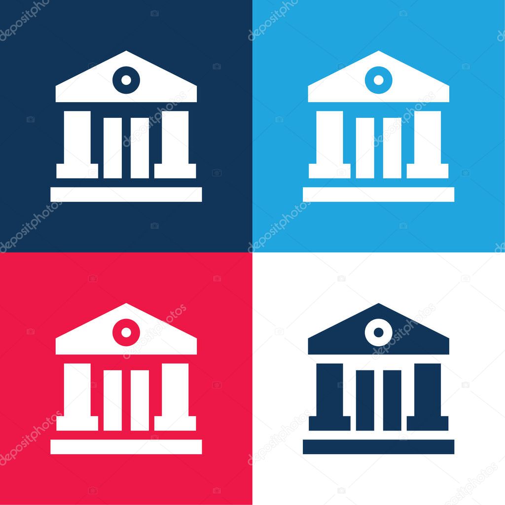 Bank blue and red four color minimal icon set