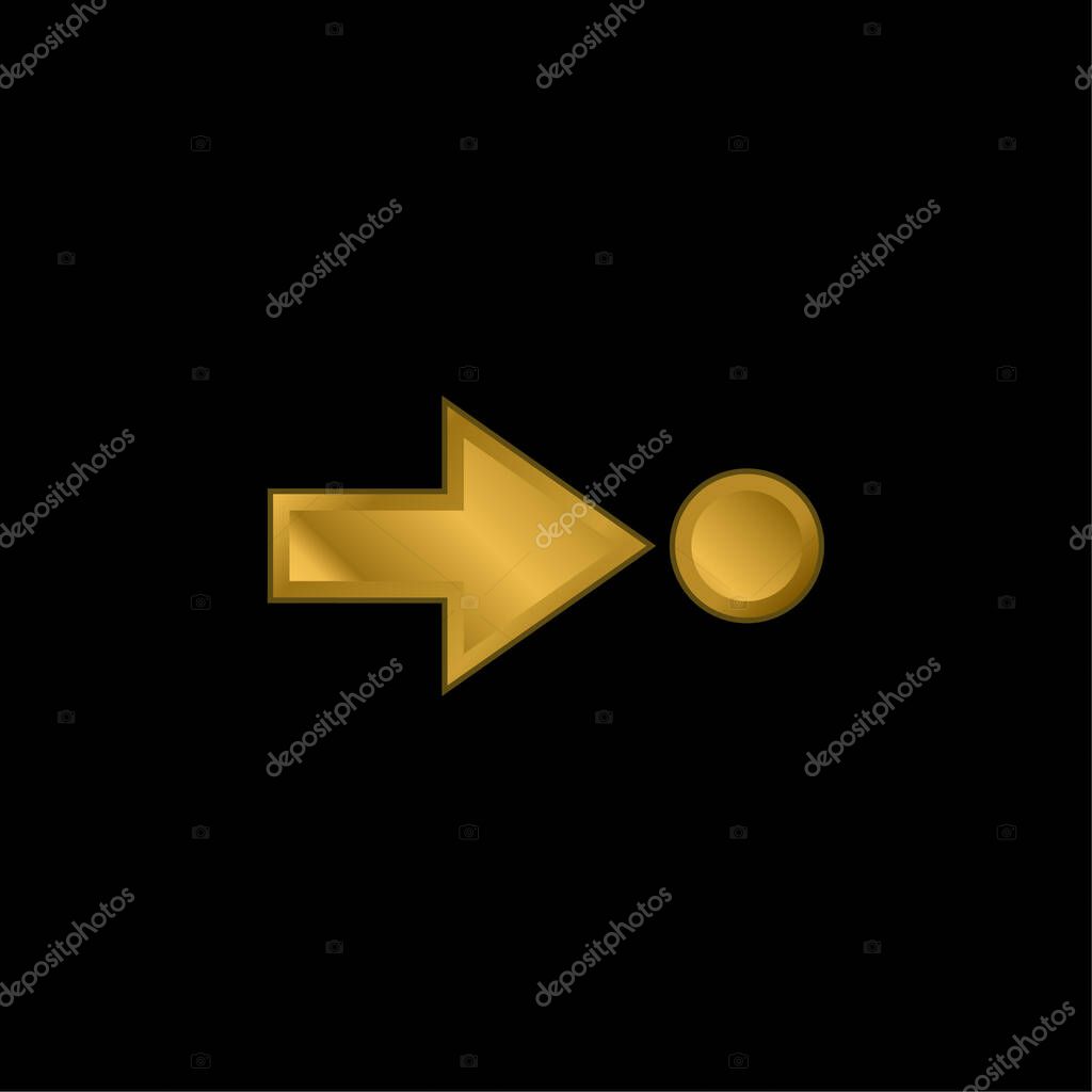 Arrow Pointing A Circle gold plated metalic icon or logo vector