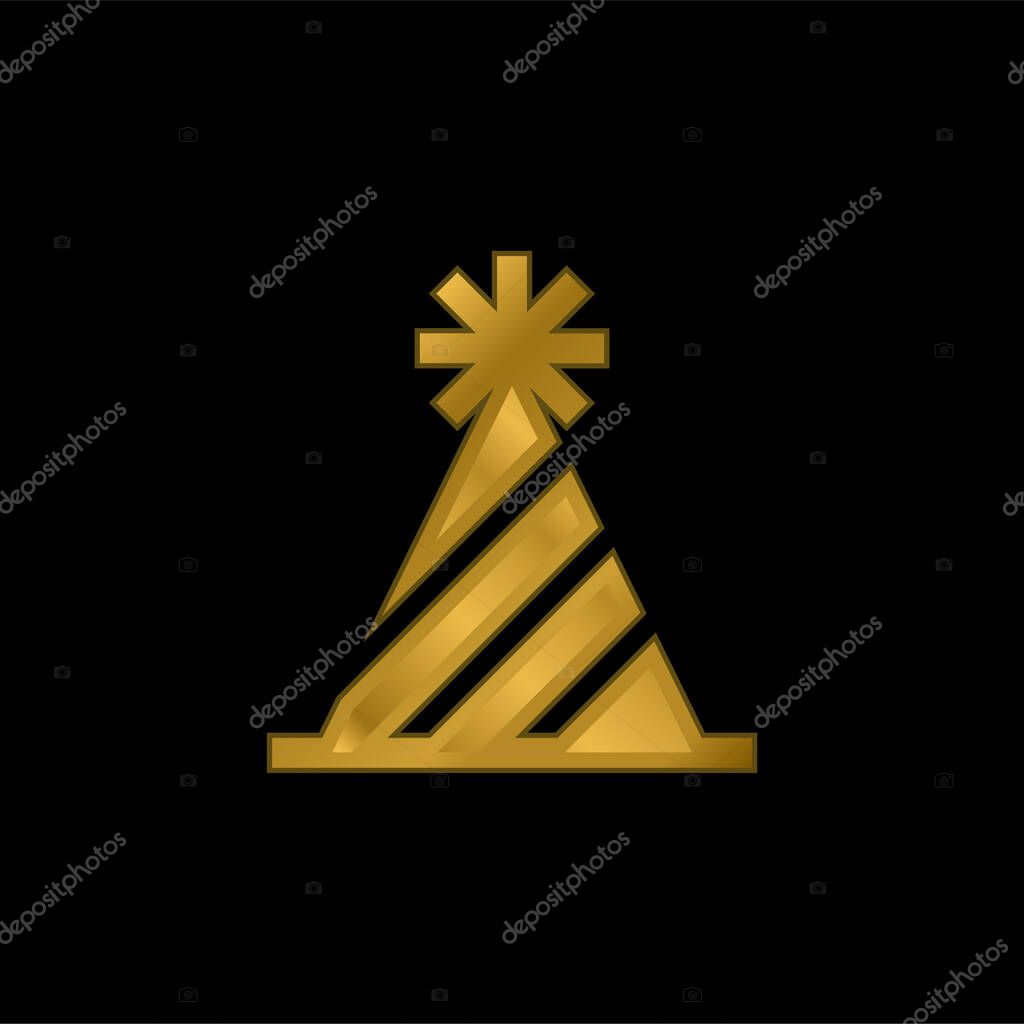 Birthday gold plated metalic icon or logo vector