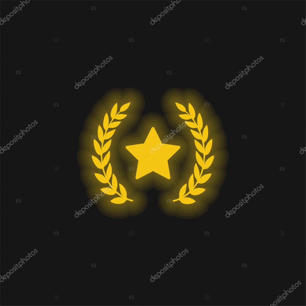 Award Symbol yellow glowing neon icon
