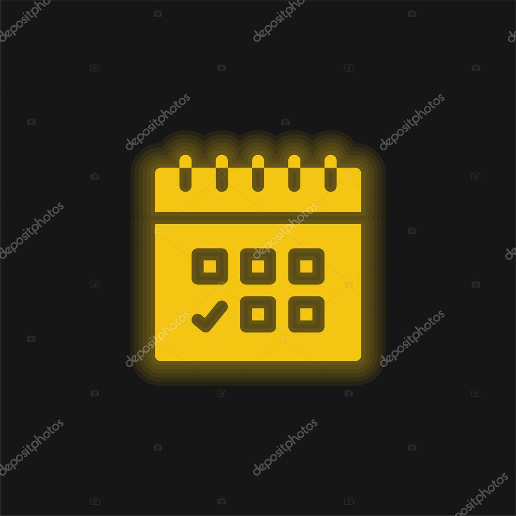 Appointment yellow glowing neon icon