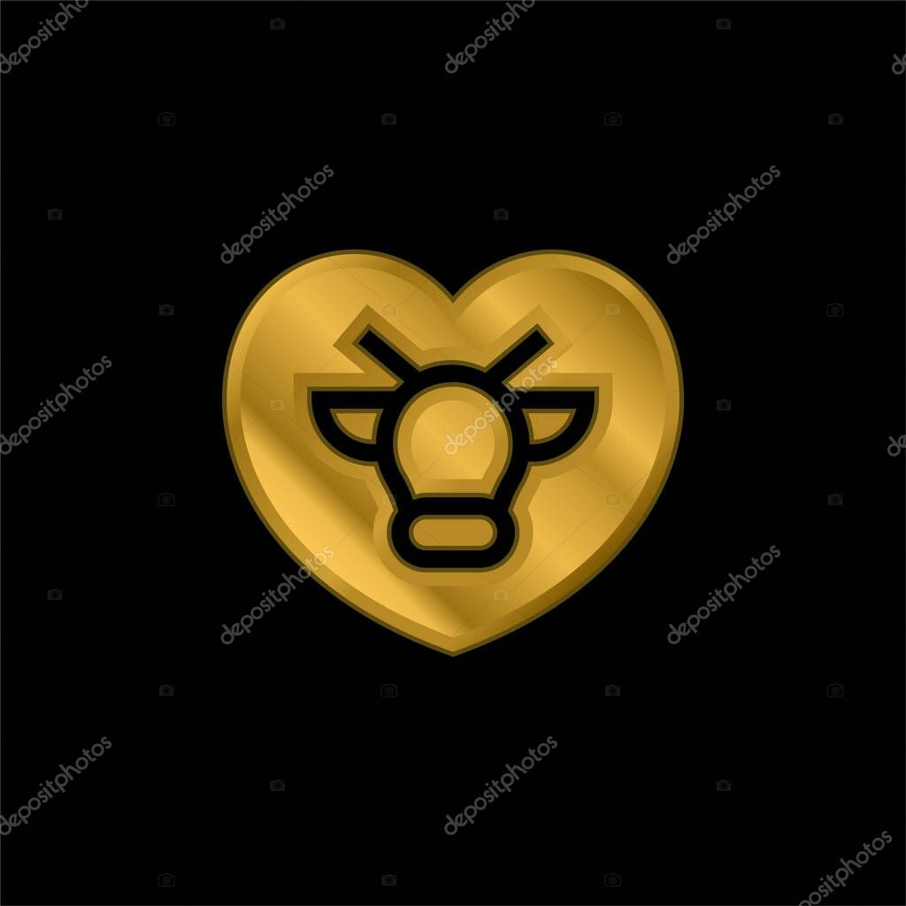 Animal Rights gold plated metalic icon or logo vector