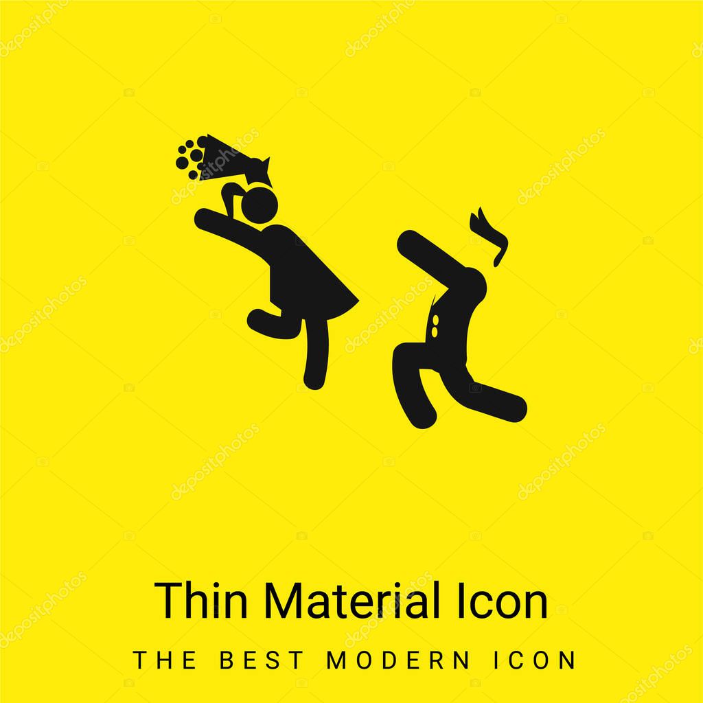 Boy Giving Flowers To His Girlfriend minimal bright yellow material icon