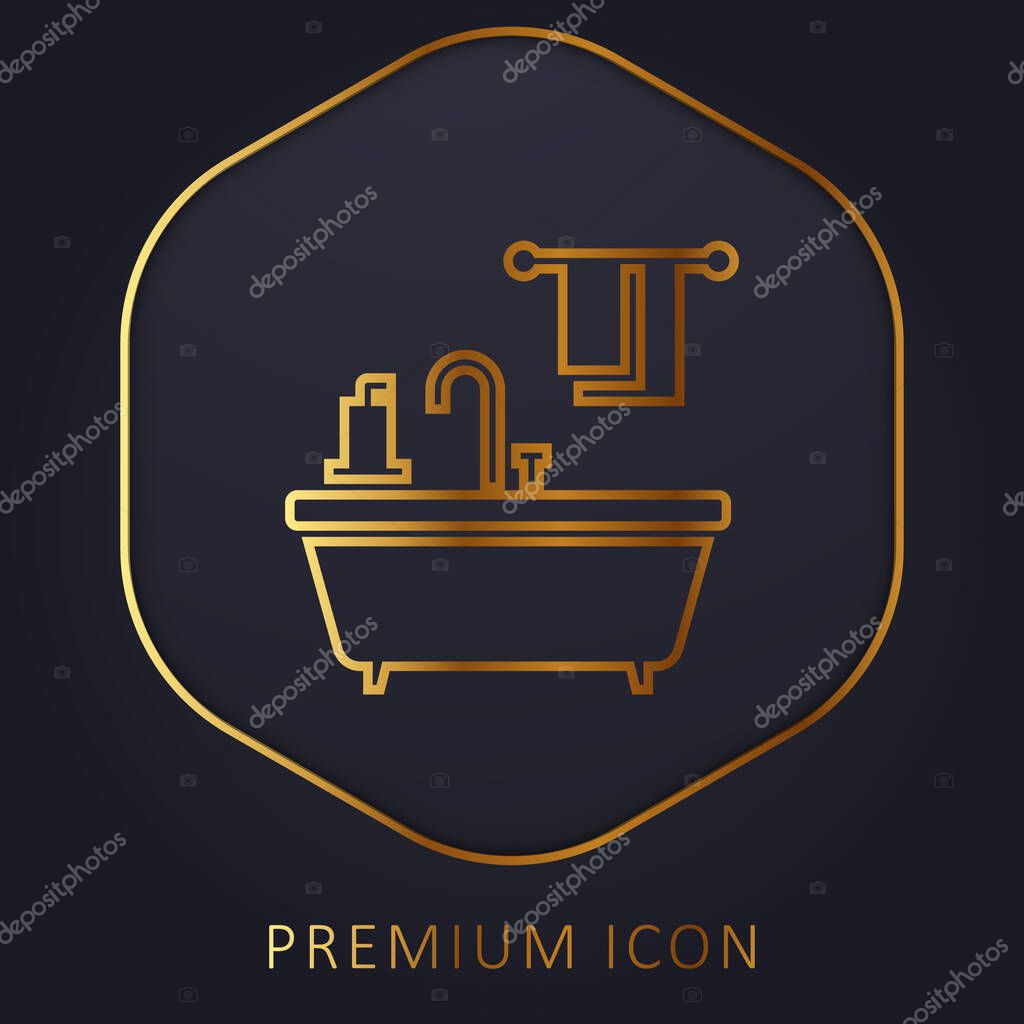 Bathtub golden line premium logo or icon