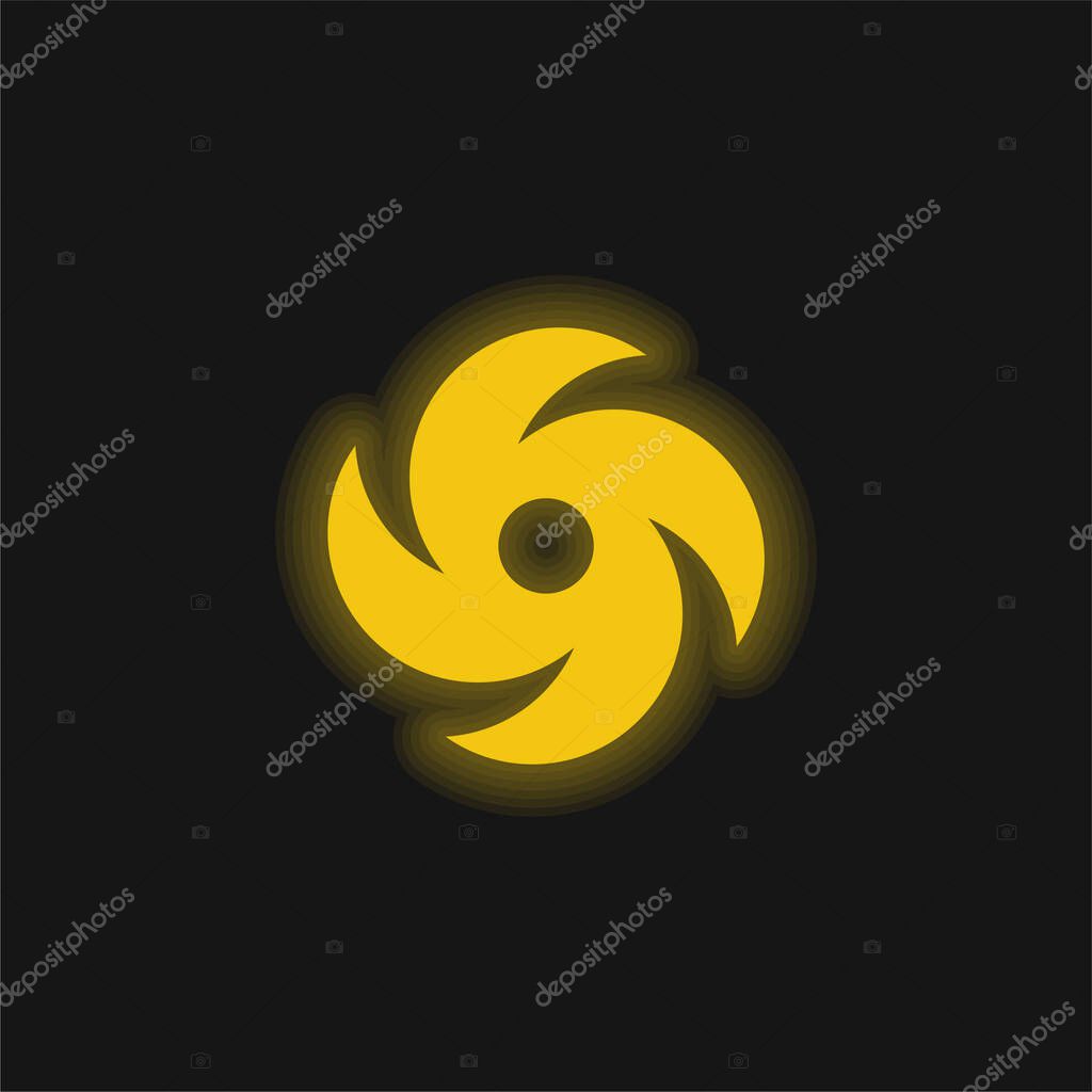 Black Hole yellow glowing neon icon