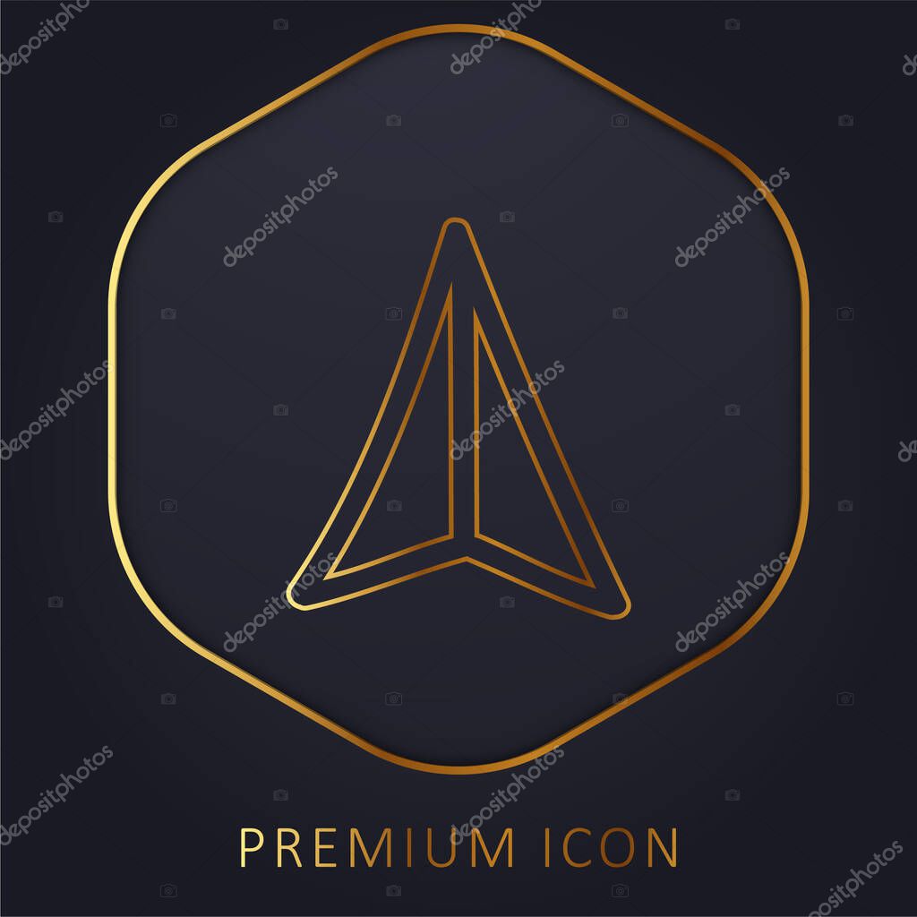 Arrow Pointing Up Hand Drawn Symbol golden line premium logo or icon