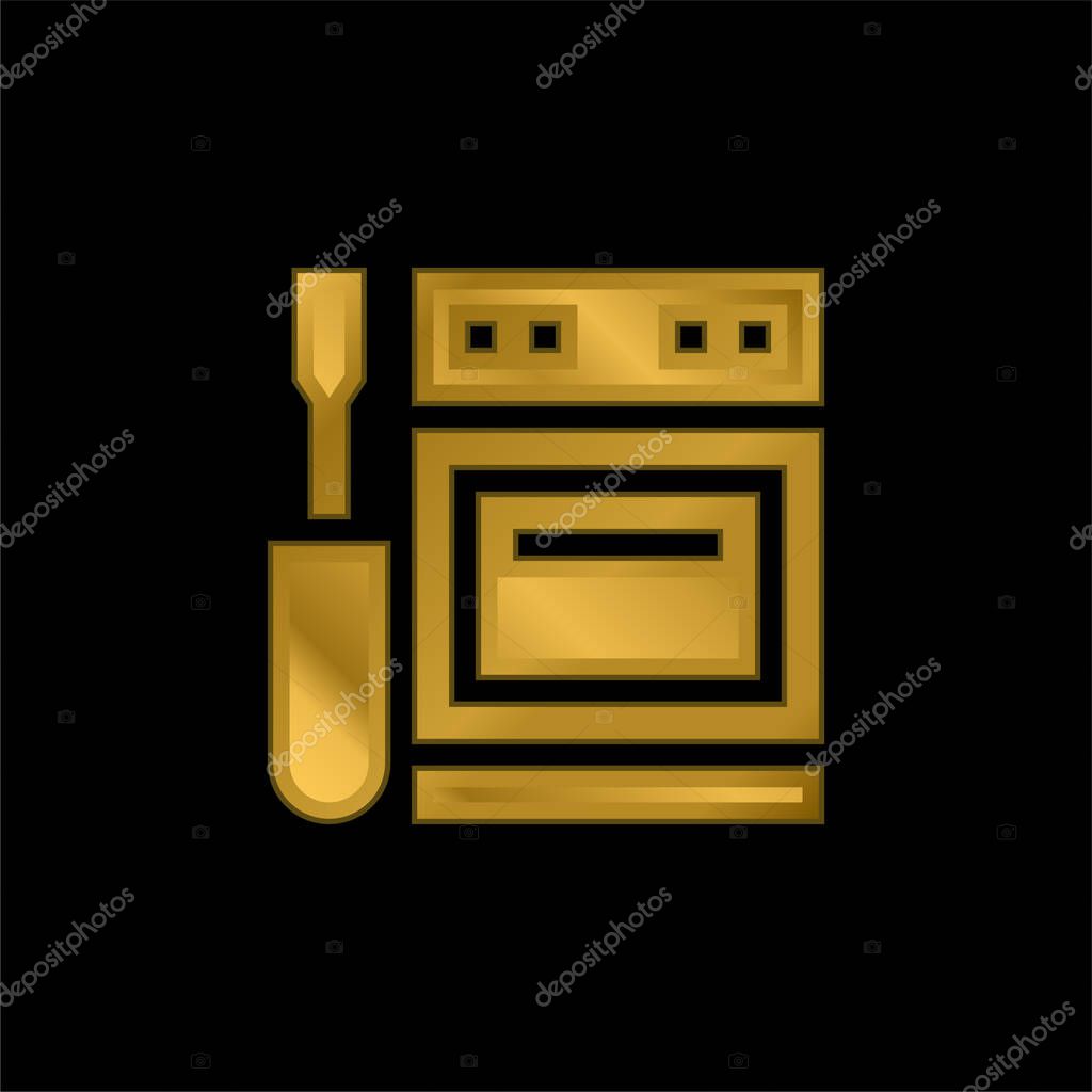 Appliance gold plated metalic icon or logo vector
