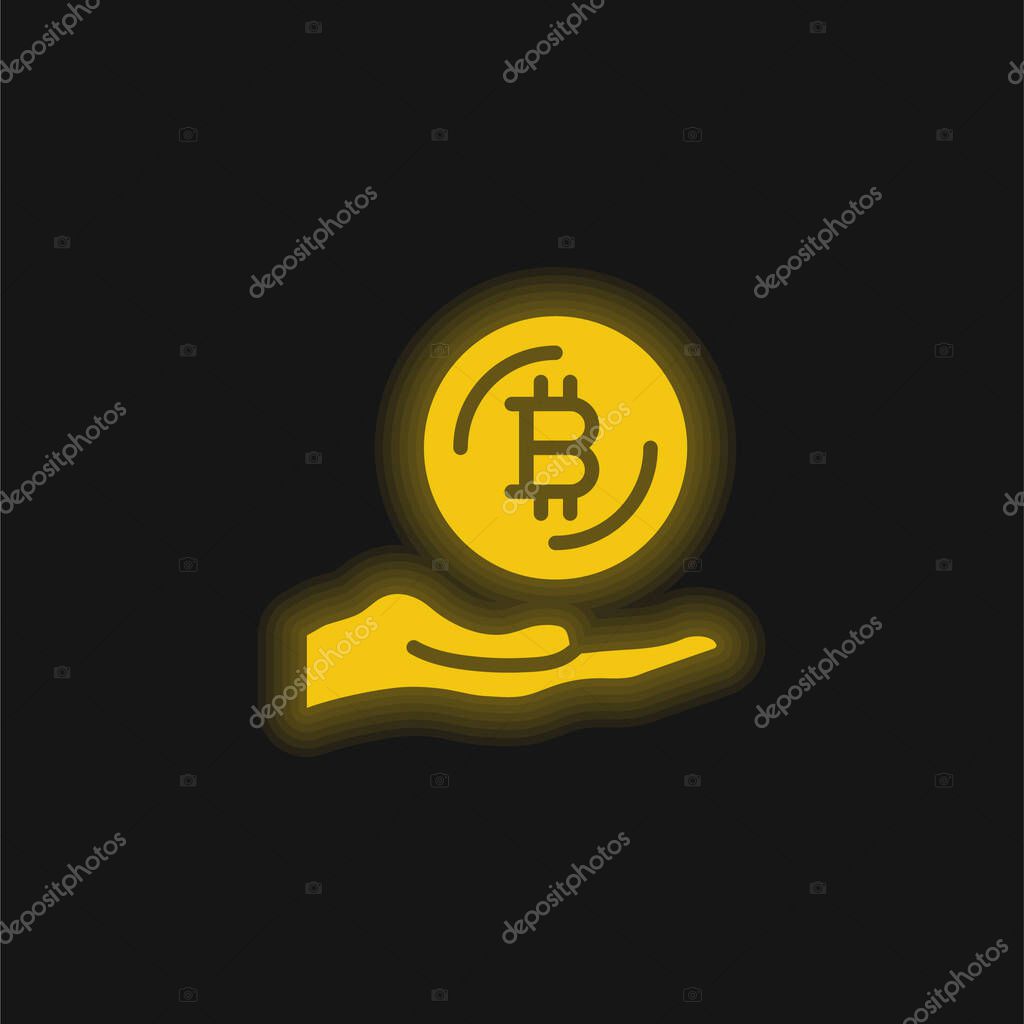 Bitcoin yellow glowing neon icon