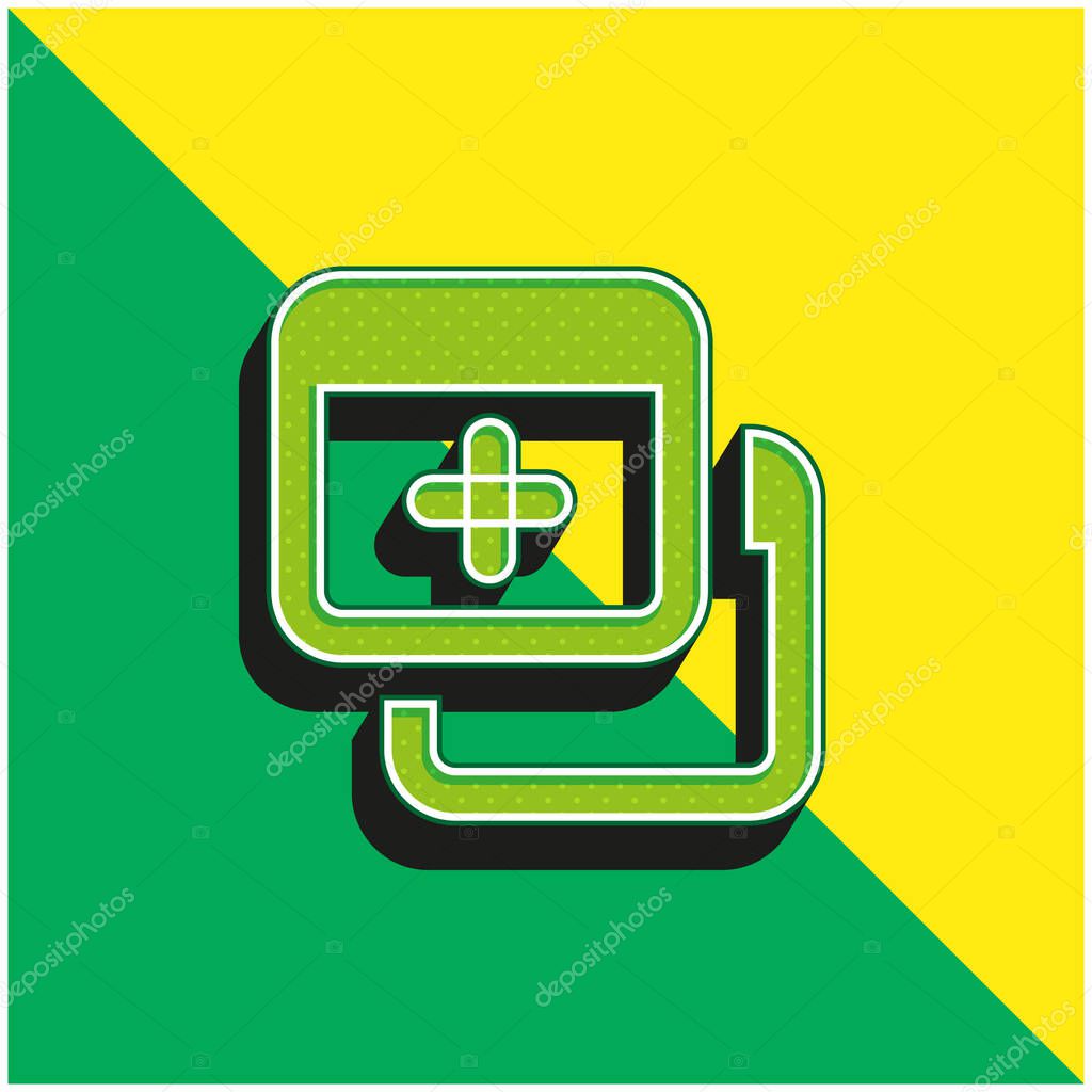 Add Green and yellow modern 3d vector icon logo