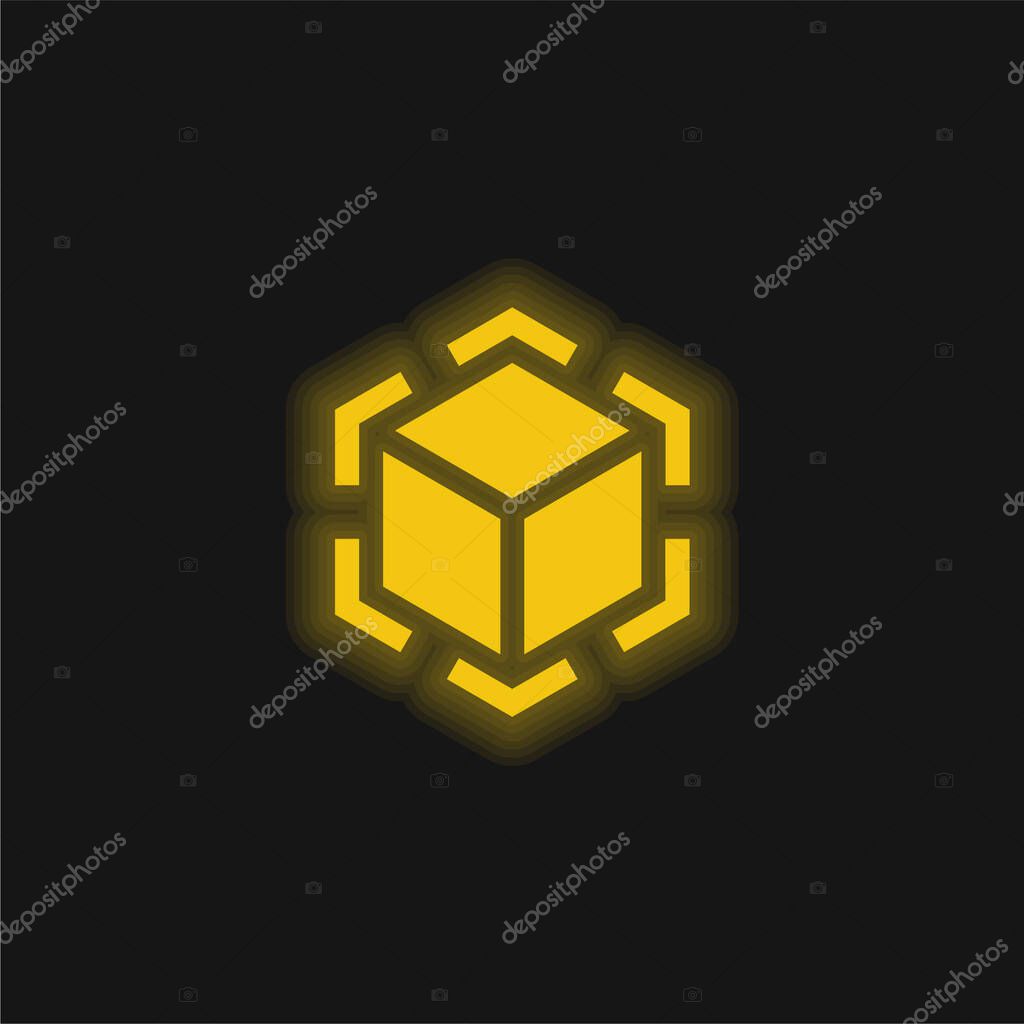 3d Modeling yellow glowing neon icon