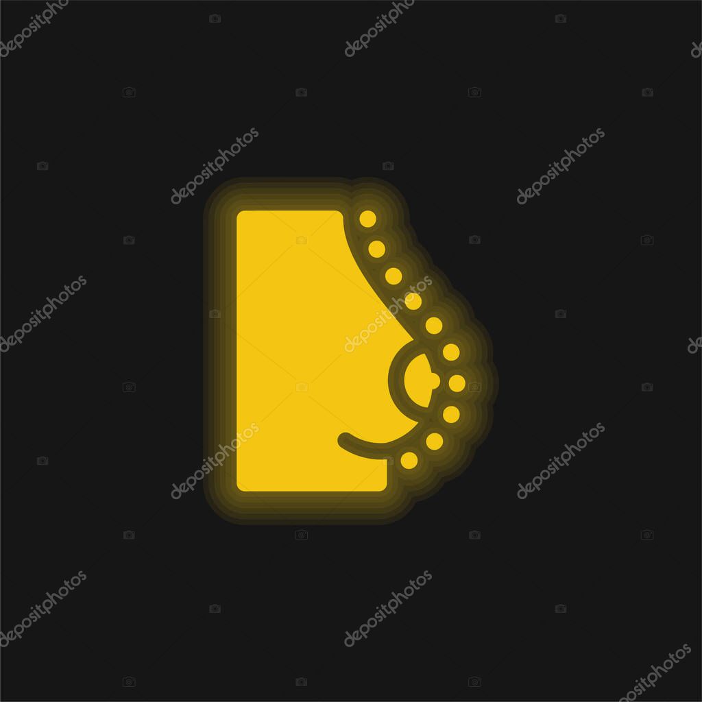 Breast yellow glowing neon icon