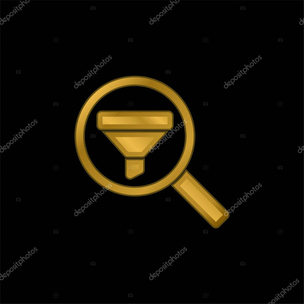 Analytics gold plated metalic icon or logo vector