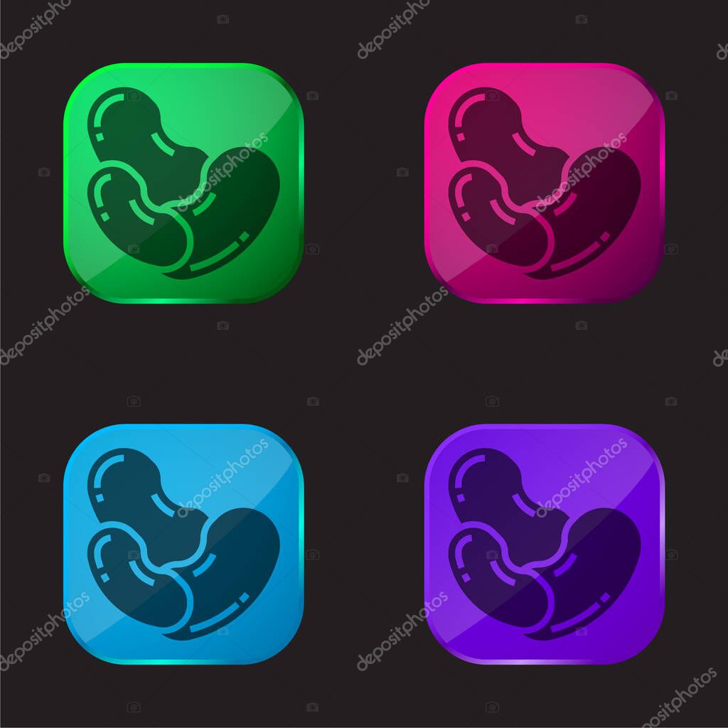 Bean four color glass button icon