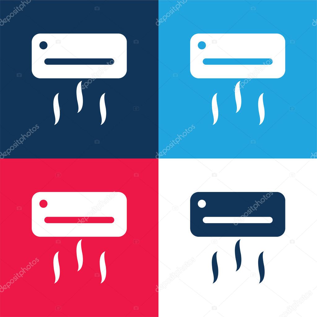 Air Condition blue and red four color minimal icon set