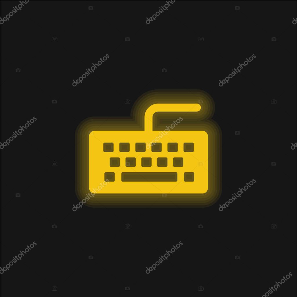 Black Keyboard yellow glowing neon icon