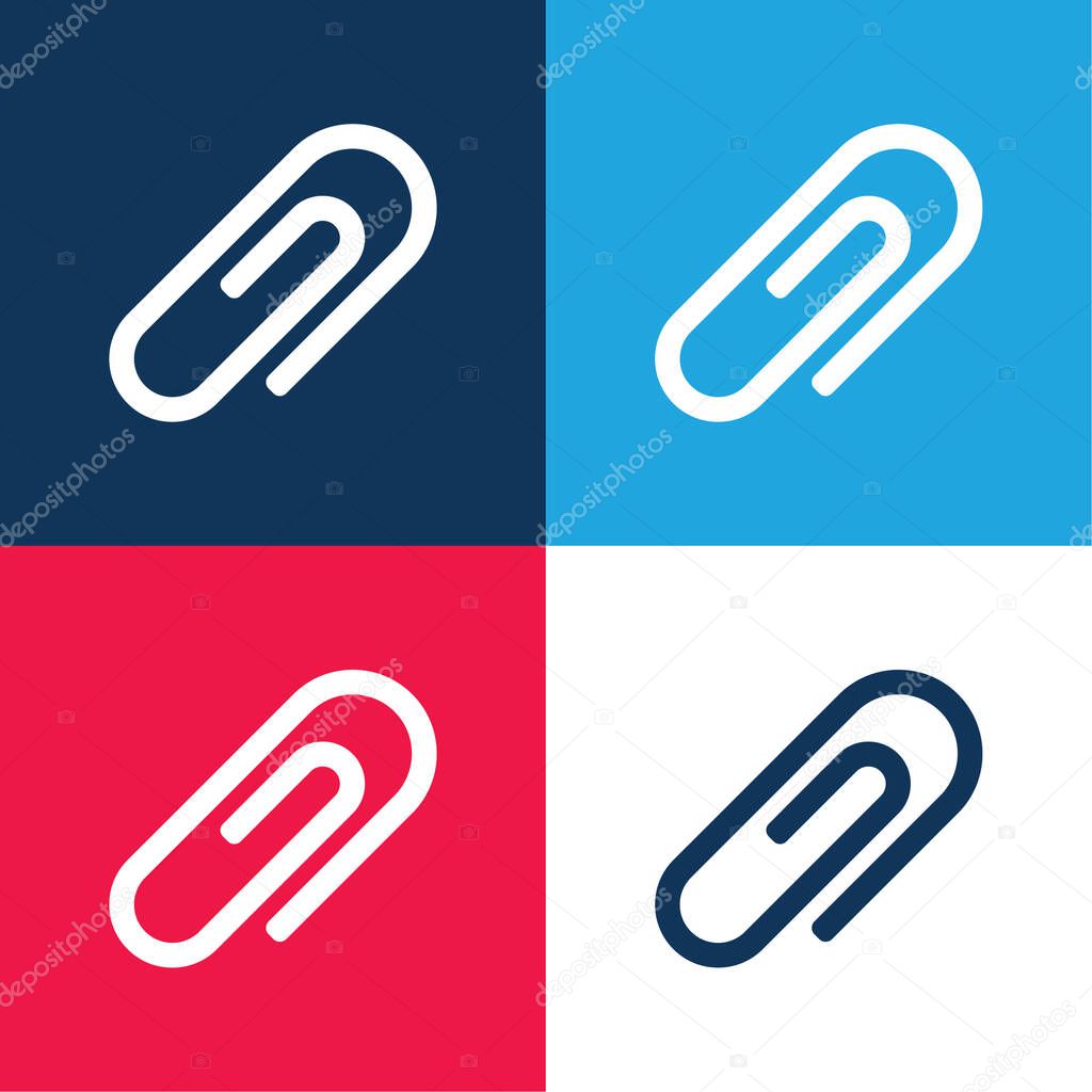 Attach Clipboard Button blue and red four color minimal icon set