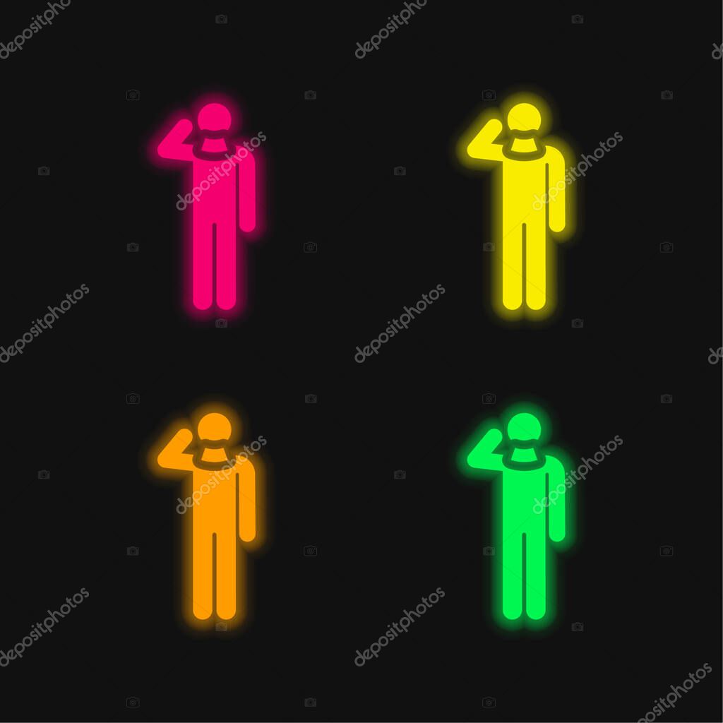 Accident four color glowing neon vector icon