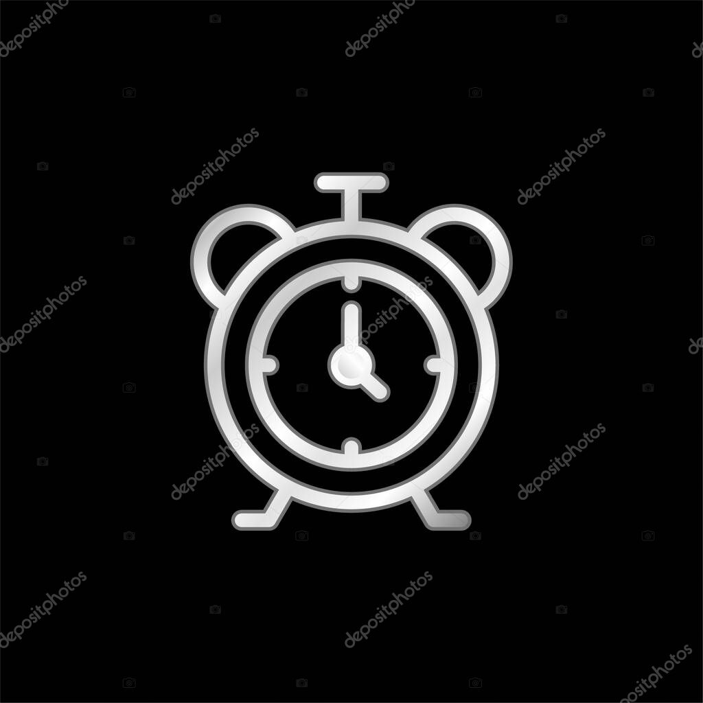 Alarm silver plated metallic icon
