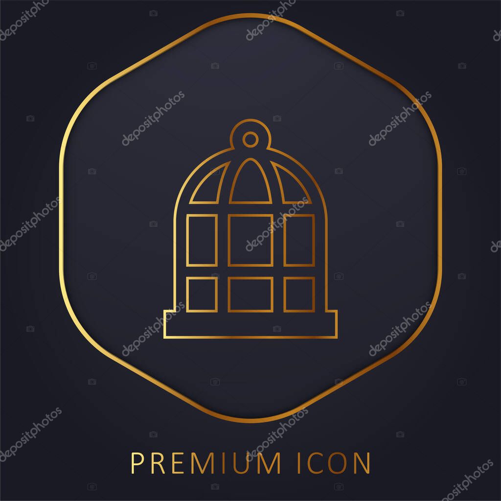 Bird Cage golden line premium logo or icon