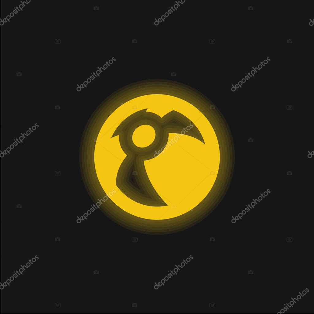 Ball yellow glowing neon icon