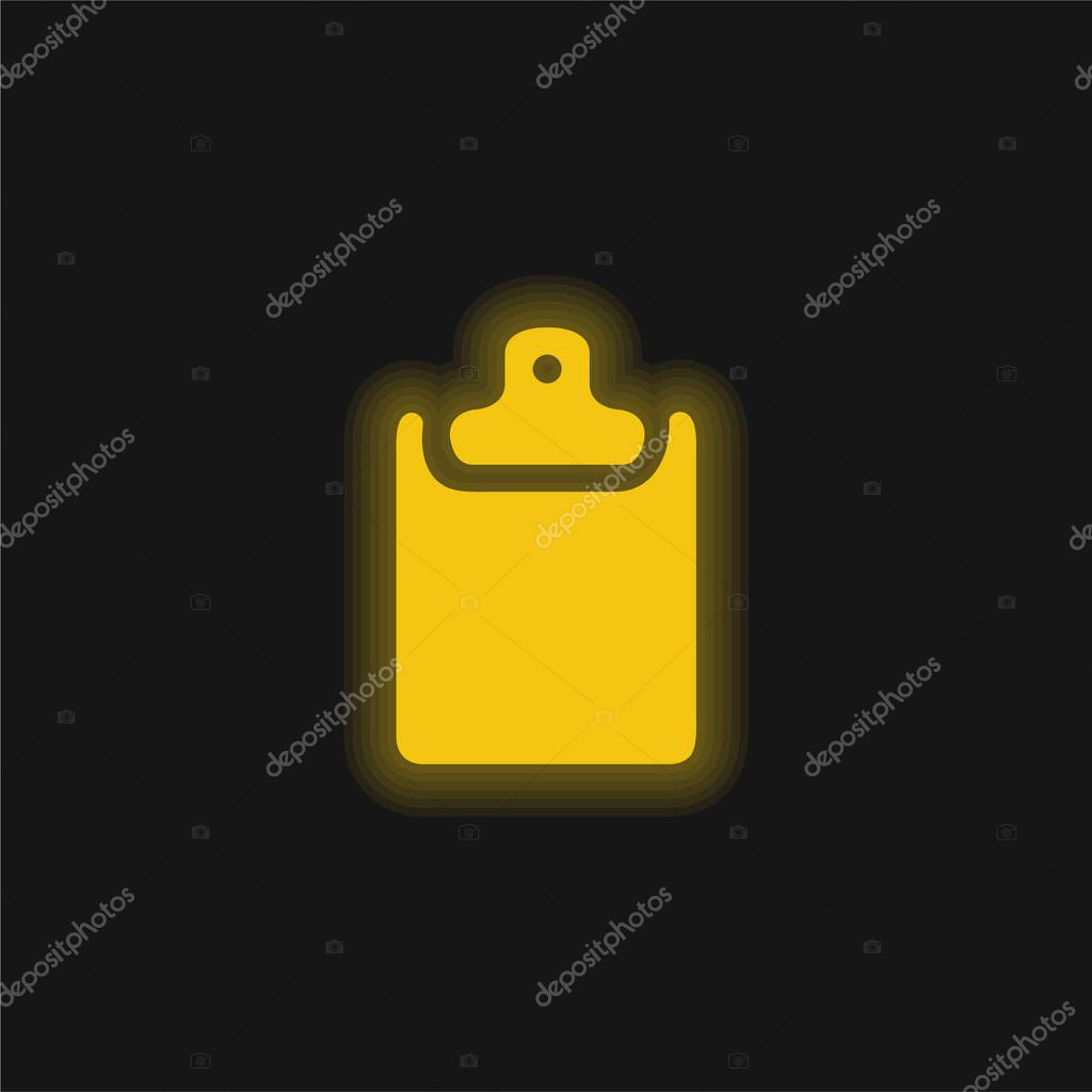 Black Clipboard yellow glowing neon icon