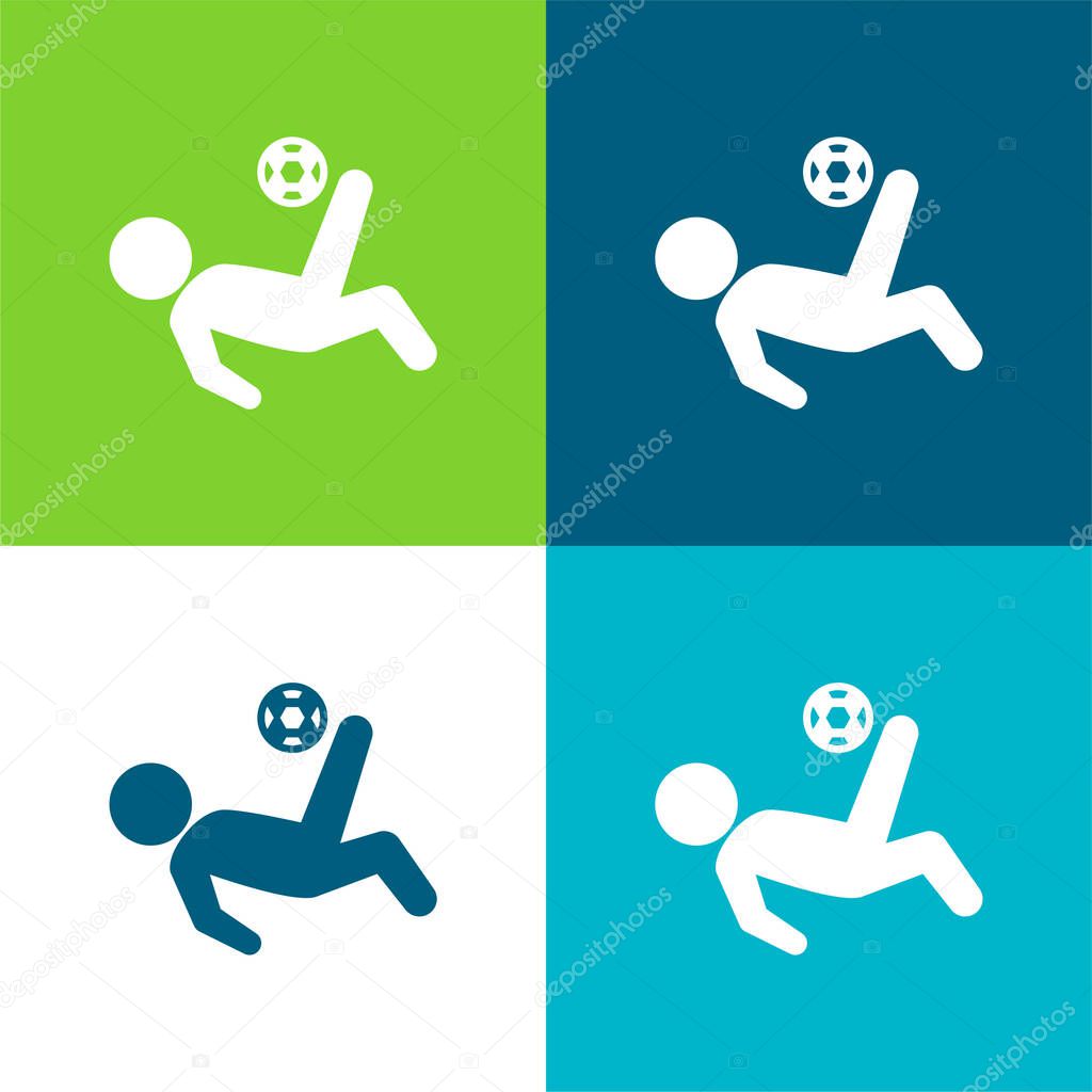 Bicycle Kick Flat four color minimal icon set
