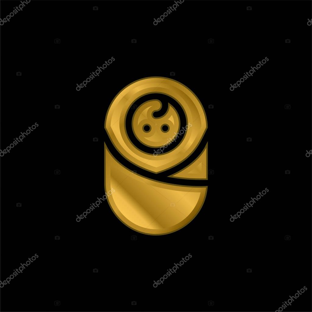 Baby gold plated metalic icon or logo vector