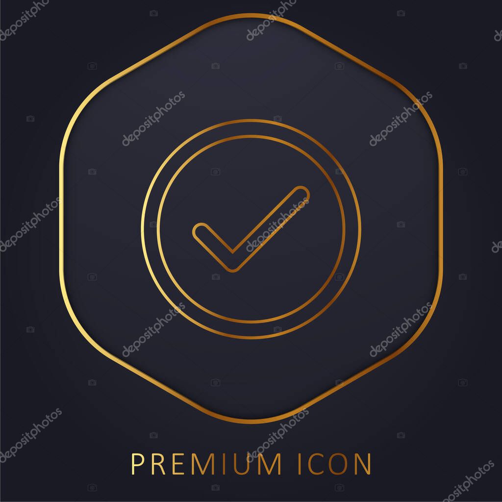 Accept Circular Button Outline golden line premium logo or icon