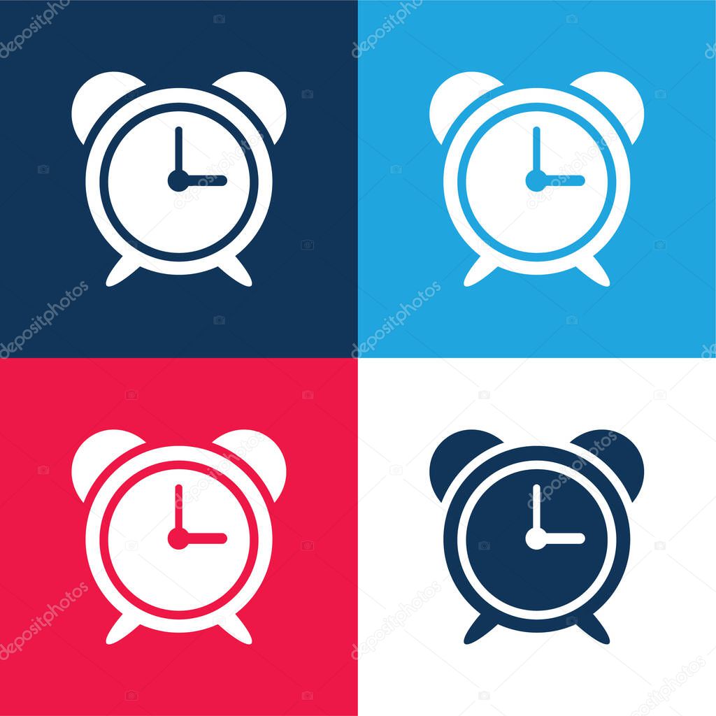 Big Alarm Clock blue and red four color minimal icon set