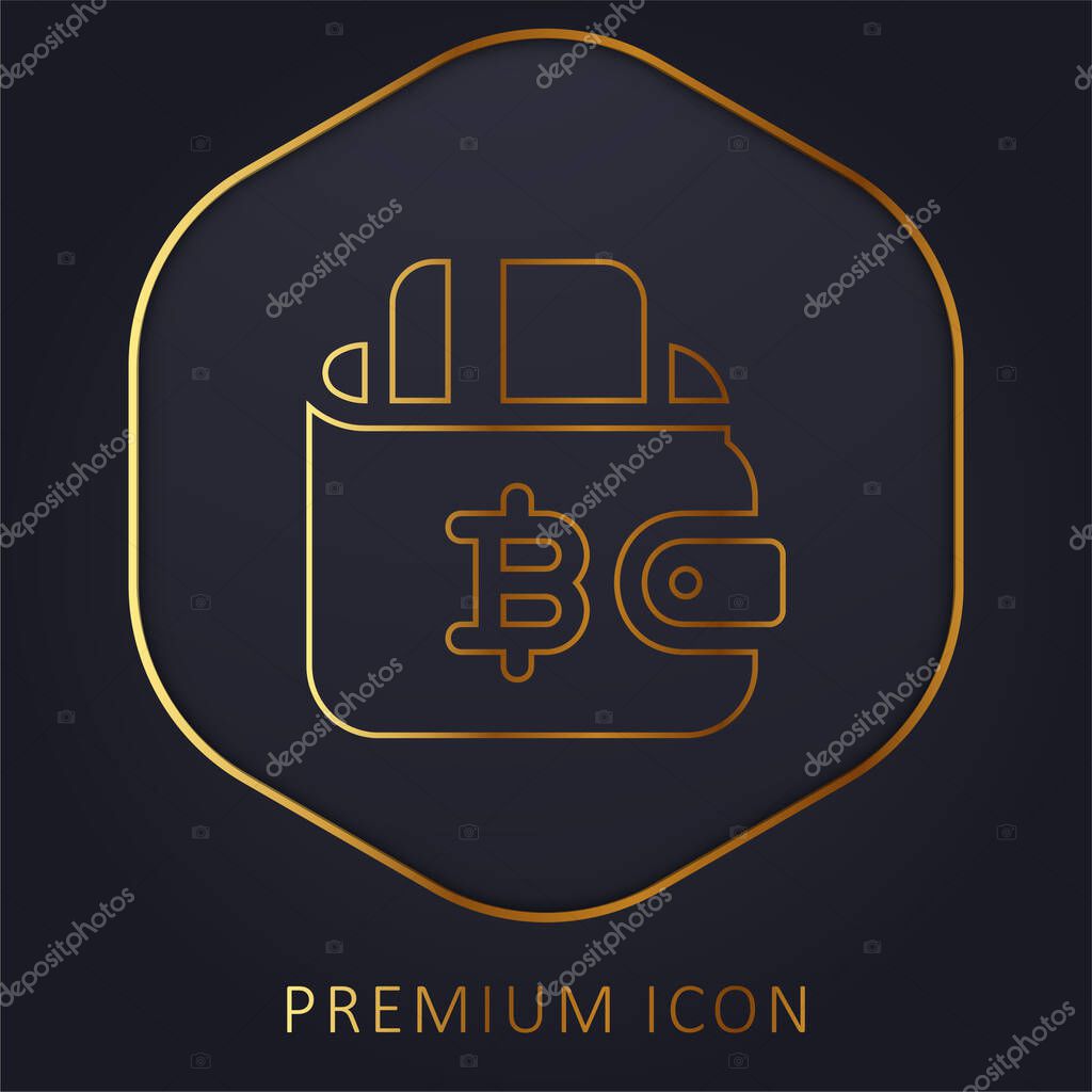 Bitcoin golden line premium logo or icon